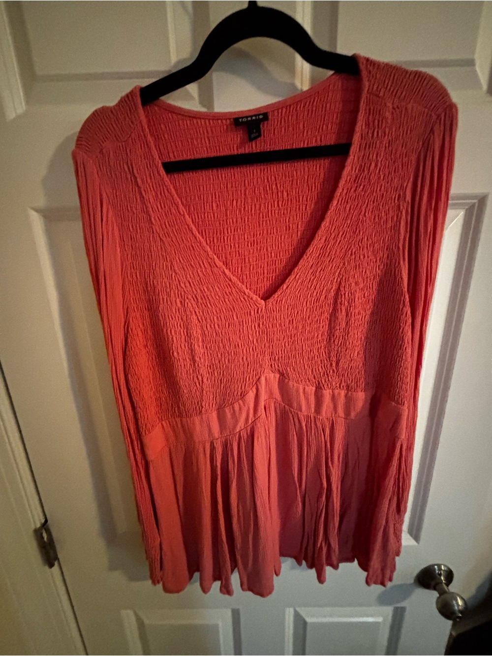 torrid Coral Textured V-Neck Peplum Tunic